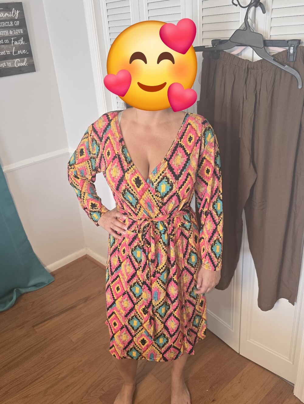 jonathan martin Bright Pink Multi-Color Wrap Dress